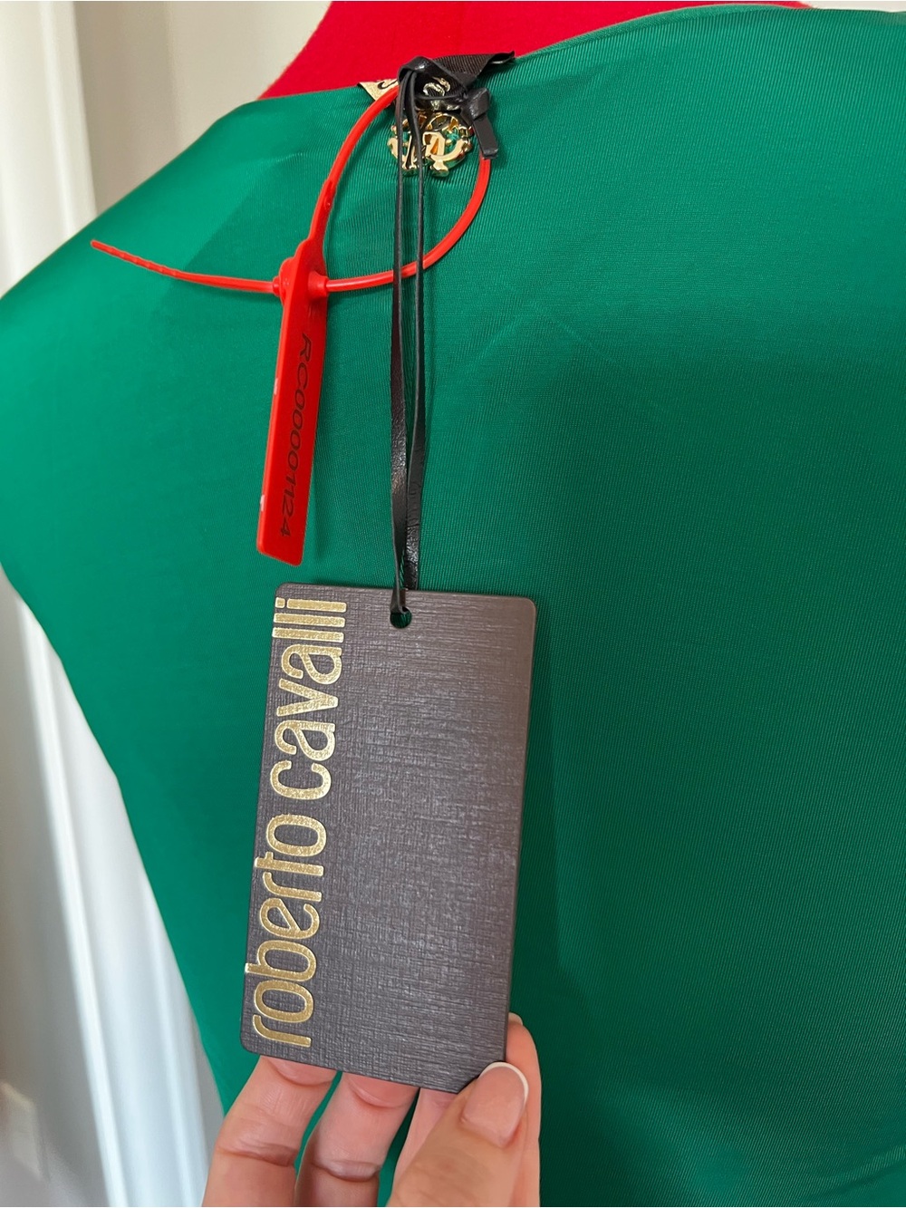 Roberto Cavalli Emerald Green Accessory with Gold Logo Tag